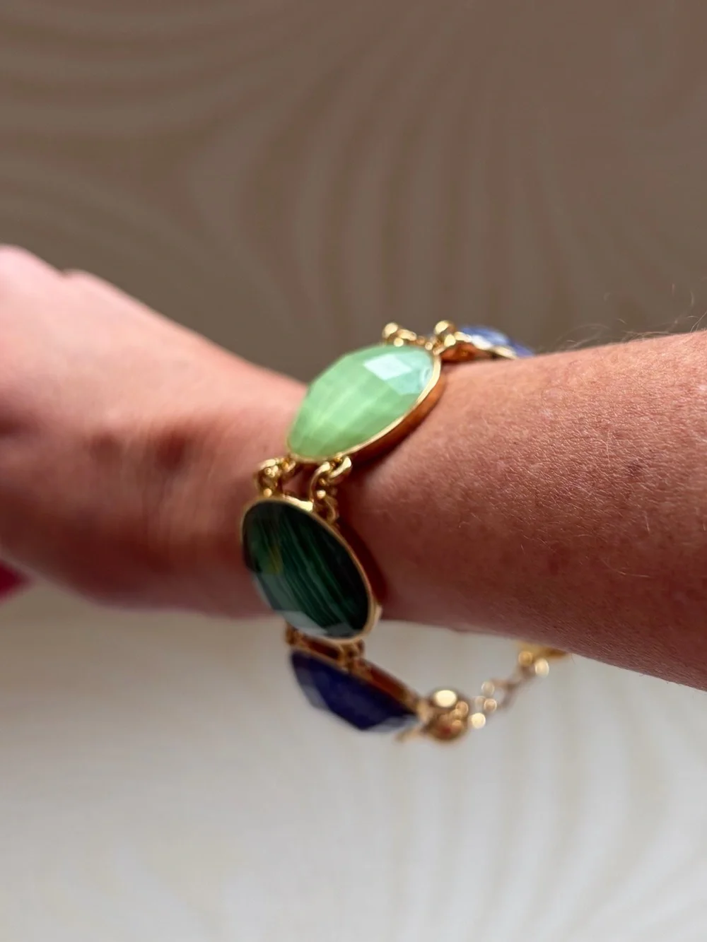 kate spade Gold-Tone Bracelet with Green and Blue Stones